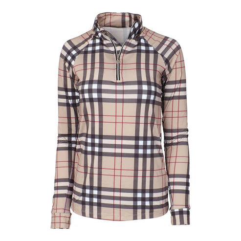 Dapplebay Holiday Plaid Ladies 1/4 Zip Riding Top