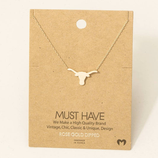Dainty Bull Head Pendant Necklace