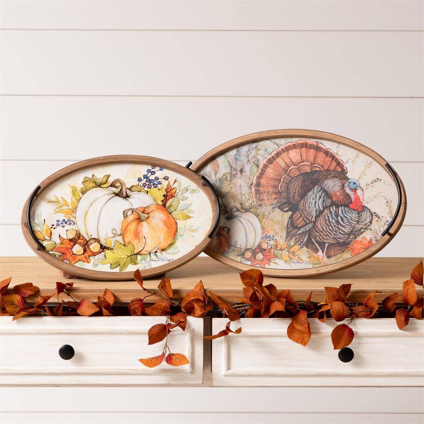 Turkey and Pumpkin Trays (Set of 2)