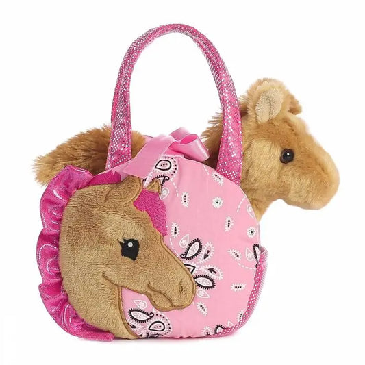 7" Plush Horse Stuffed Animal in Pink Paisley Purse image 0