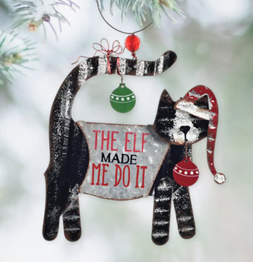 Christmas Coal Metal Cat Ornament image 0