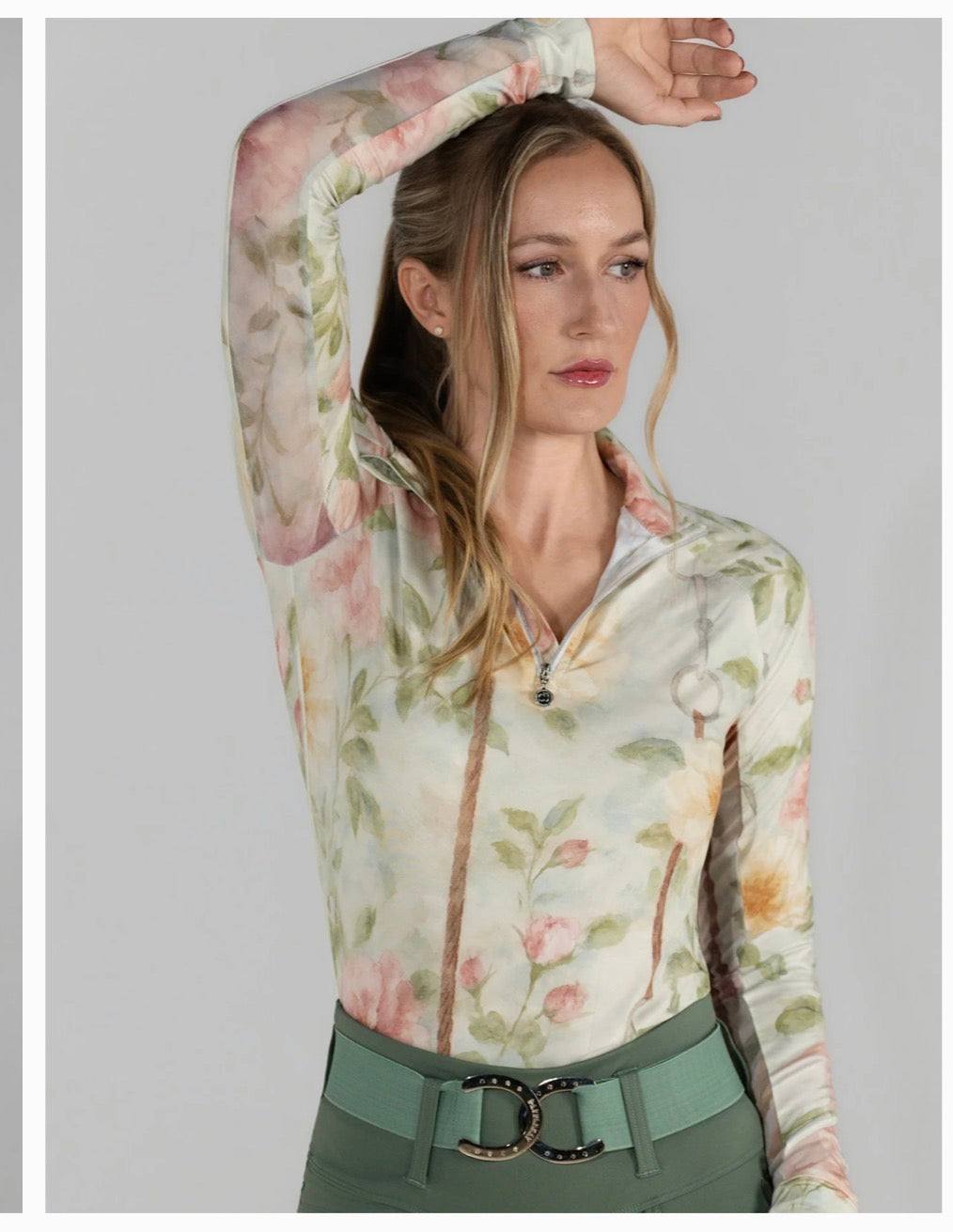 Dapplebay Vintage Floral 1/4 Zip LS Riding Top