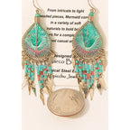 Mint Beaded Fringe Teardrop Earrings image 1