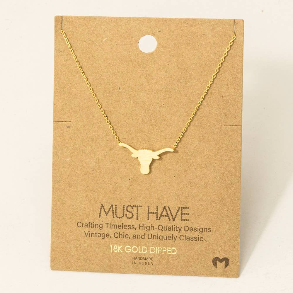 Dainty Bull Head Pendant Necklace