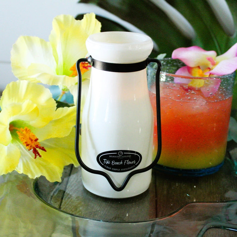 8 oz Milkbottle Candle: Tiki Beach Flower image 0