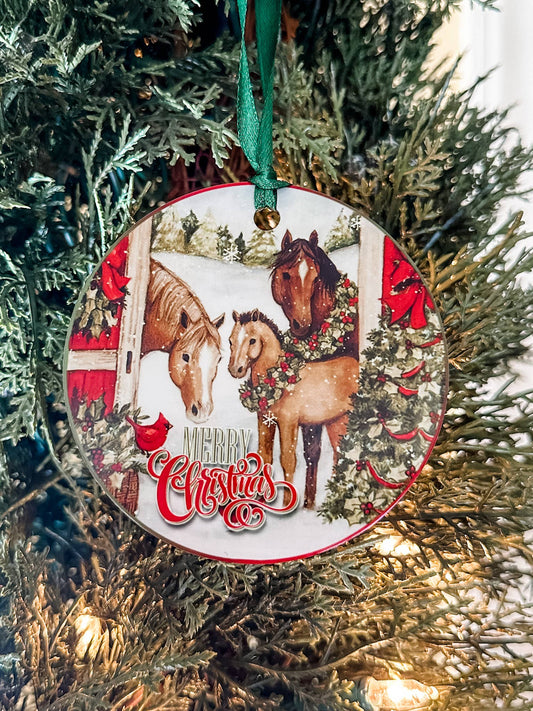 Christmas Ornament - Merry Christmas Horses