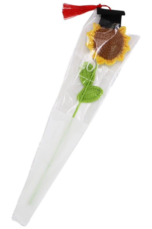 Graduation Sunflower Crochet Knitted Bouquet - 18 Inch image 1