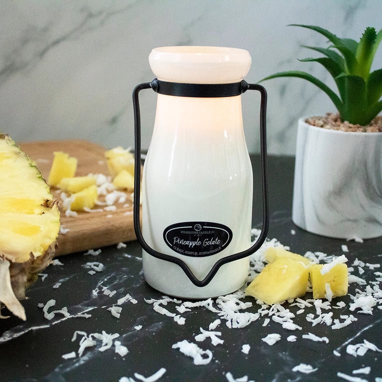 8 oz Milkbottle Candle: Pineapple Gelato image 0