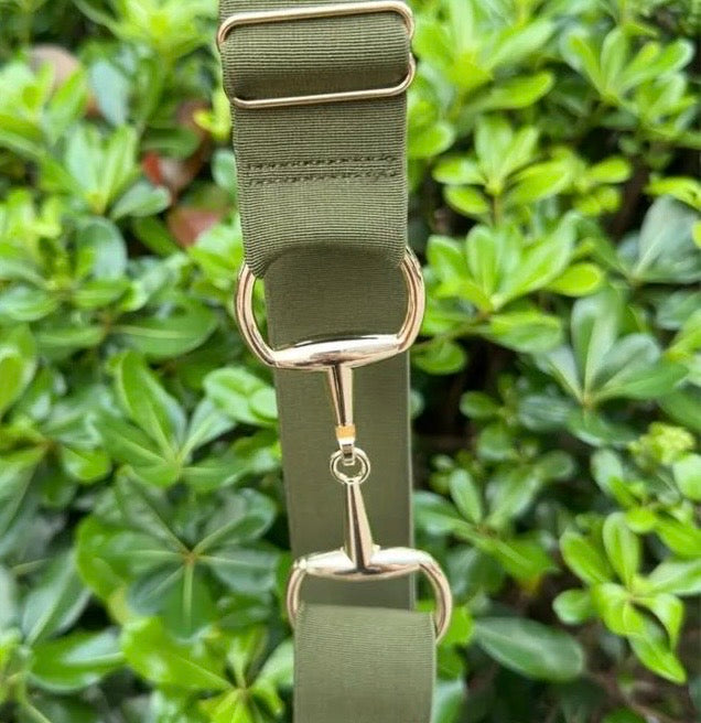 Snaffle Bit Elastic Belt- Gold Buckle