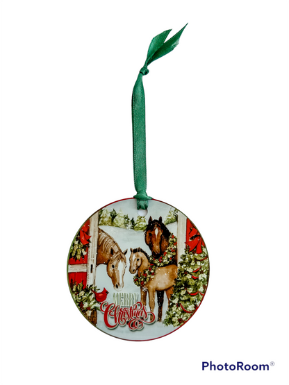 Christmas Ornament - Merry Christmas Horses