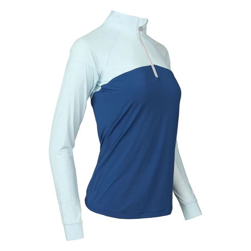 Dapplebay Lady 1/4 Zip Riding Top-Light Blue/Navy