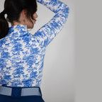 Dapplebay Equestrian Toile 1/4 Zip Light Riding Top - Long Sleeve-Blue/White