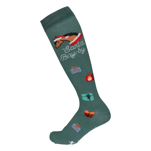 Dapplebay Holiday Santa Bay-by Knit Boot Socks Evergreen- CLEARANCE