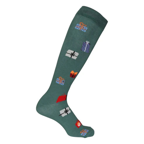 Dapplebay Holiday Santa Bay-by Knit Boot Socks Evergreen- CLEARANCE