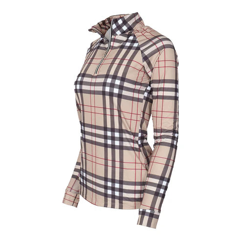 Dapplebay Holiday Plaid Ladies 1/4 Zip Riding Top