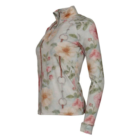 Dapplebay Vintage Floral 1/4 Zip LS Riding Top