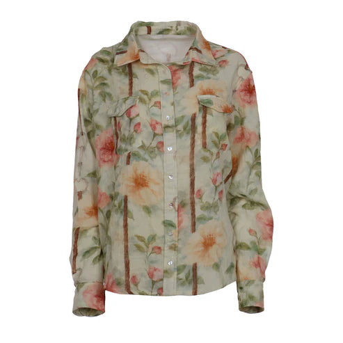 Dapplebay Vintage Floral Breezy Button Up Top- Spring/Summer Collection