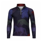 Dapplebay Kids Abstract Horses 1/4 Zip LS Riding Top-Purple Dusk