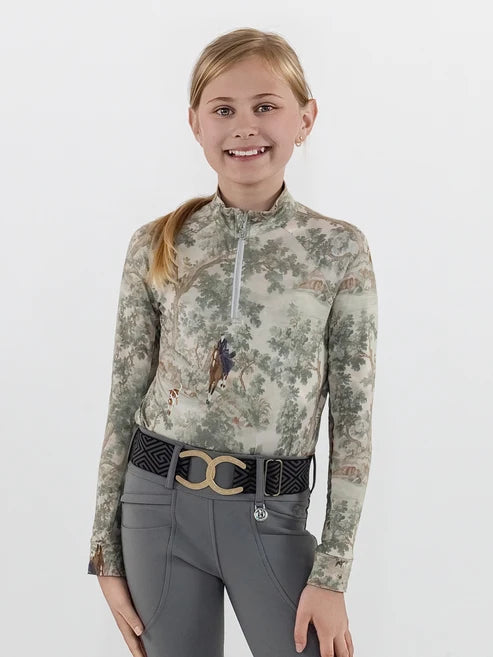 Kids Hunt Tapestry 1/4 Zip LS Riding Top