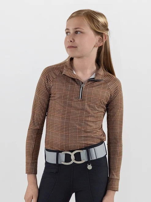 Kids Heirloom Glen Plaid 1/4 Zip LS Riding Top
