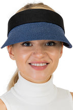 Black Band Paper Straw Velcro Back Roll-Up Sun Visor image 1