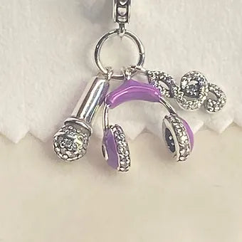 Purple Head Phones Charm image 0