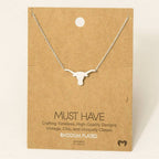 Dainty Bull Head Pendant Necklace