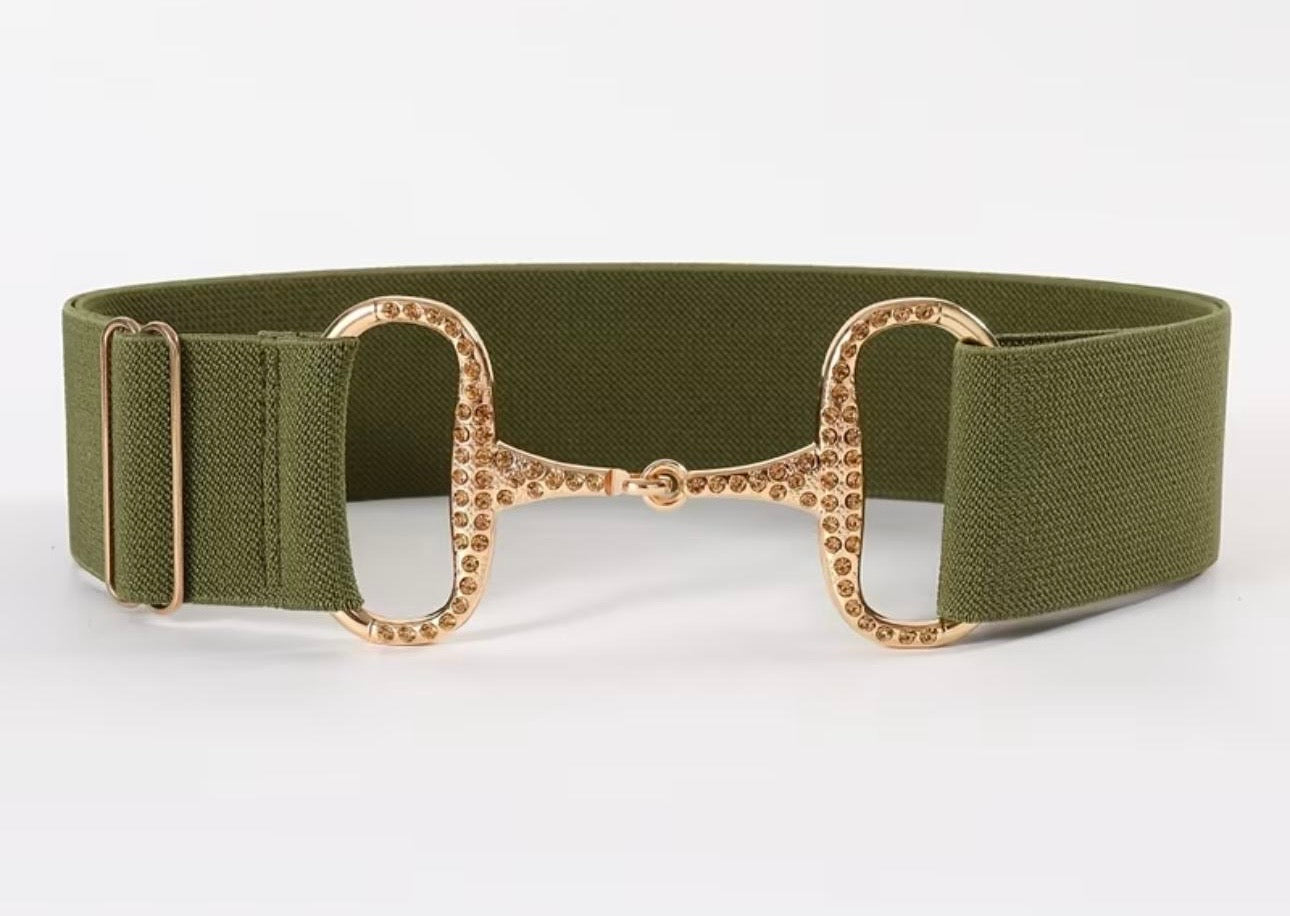 Snaffle Bit Rhinestone Elastic  Belts