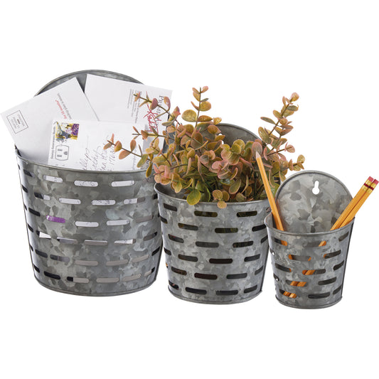 Rustic Olive Wall Bucket Set image 0