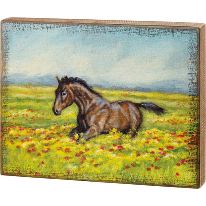 Horse In Field Box Sign