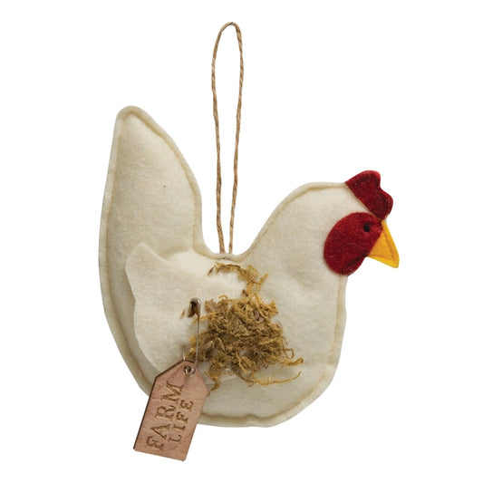 Felt Farm Life Chicken Ornament image 0