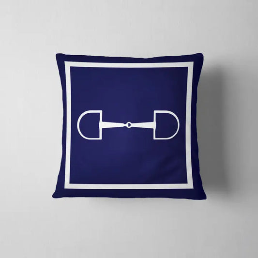 Horse Bit Horse Navy Pillow image 0