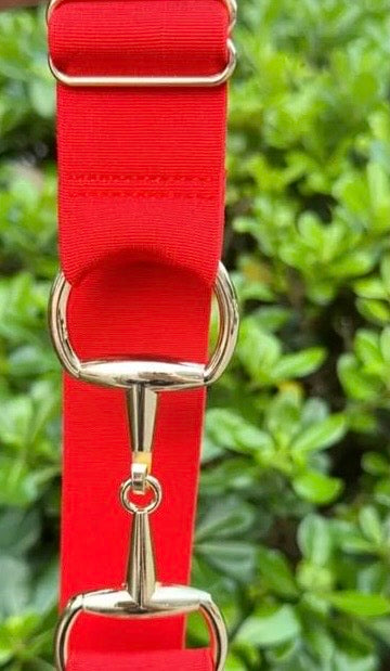 Snaffle Bit Elastic Belt- Gold Buckle