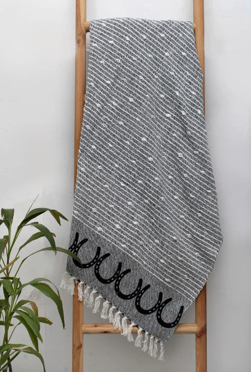 AWST Int'l Cotton Throw Horseshoes Blanket  image 0
