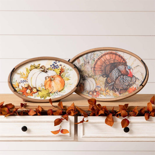 Turkey and Pumpkin Trays (Set of 2)
