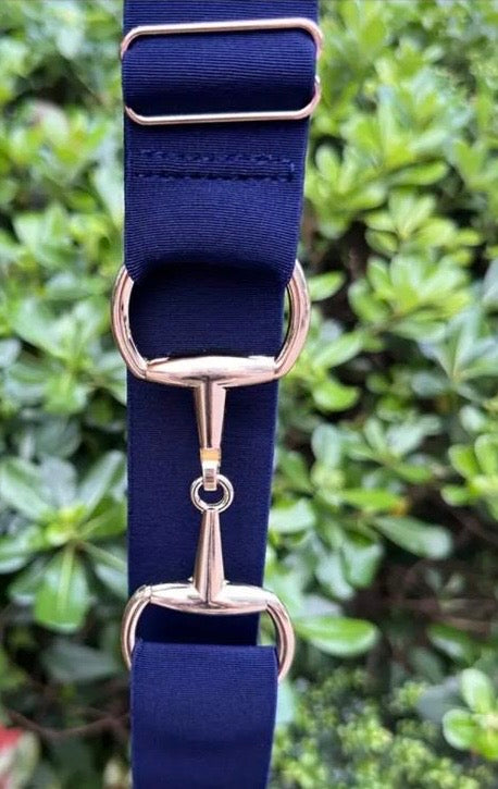 Snaffle Bit Elastic Belt- Gold Buckle