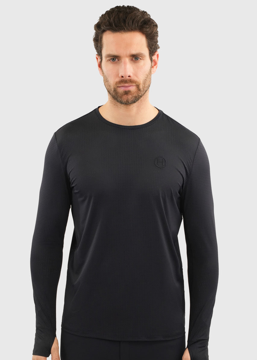 Bluveo Mens Long Sleeve Crew Neck Exercise Shirt