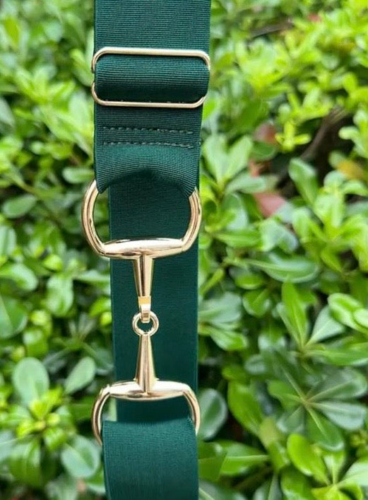 Snaffle Bit Elastic Belt- Gold Buckle