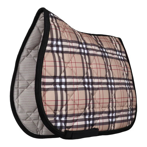 Dapple bay Holiday Plaid Jump Saddle Pad-Tan