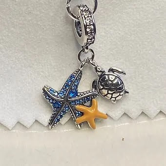 Twin Starfish and Sea Turtle Charm