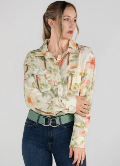 Dapplebay Vintage Floral Breezy Button Up Top