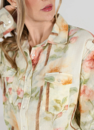 Dapplebay Vintage Floral Breezy Button Up Top