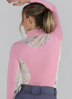 Dapplebay Grace 1/4 Zip LS Riding Top-Light Pink/Dragon Fly Meadow