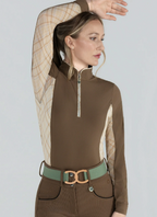 Dapplebay Grace 1/4 Zip LS Riding Top- Chestnut/Spring Plaid