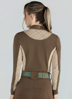 Dapplebay Grace 1/4 Zip LS Riding Top- Chestnut/Spring Plaid