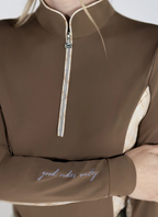 Dapplebay Grace 1/4 Zip LS Riding Top- Chestnut/Spring Plaid