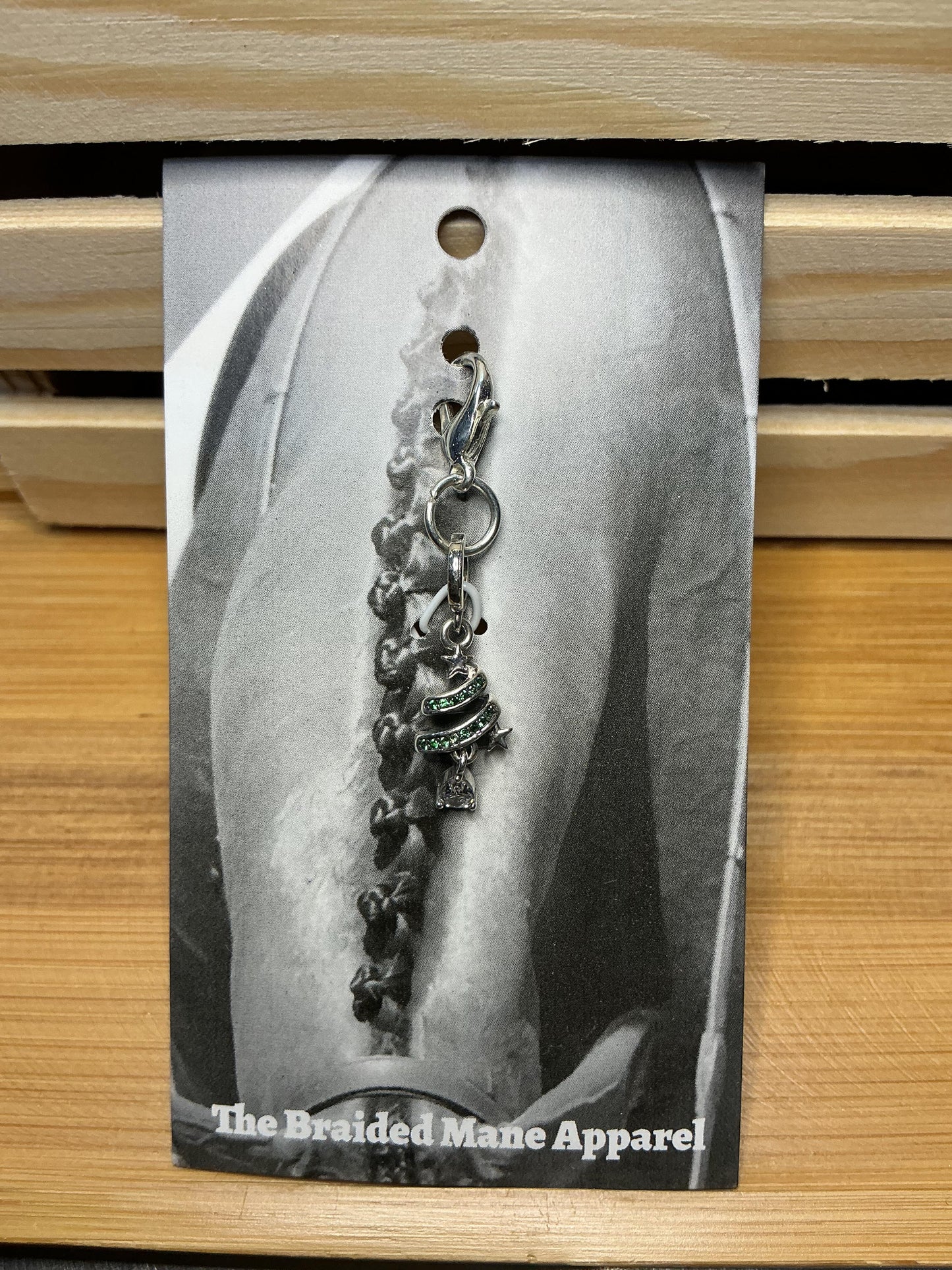 Green and Silver Christmas Tree Charm