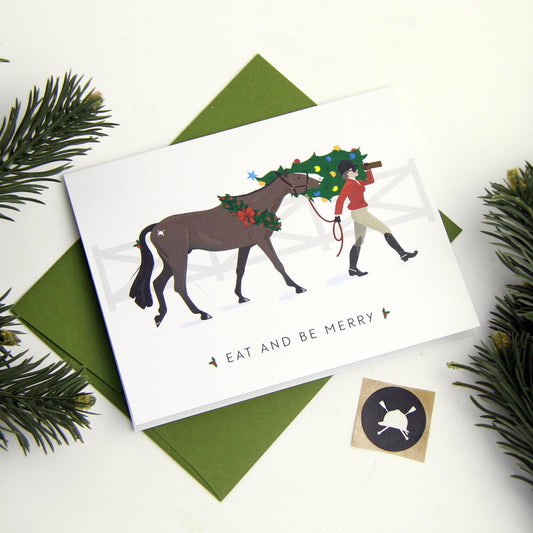 Eat + Be Merry English Equestrian Christmas Card