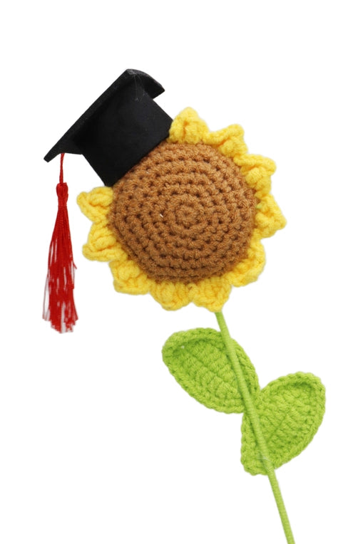 Graduation Sunflower Crochet Knitted Bouquet - 18 Inch image 0