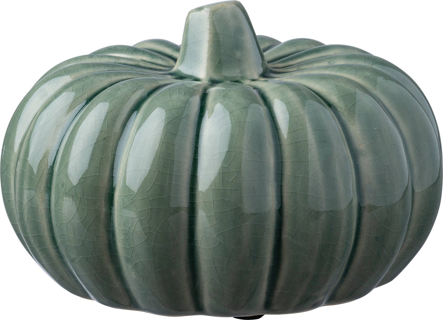 Medium Green Ceramic Pumpkin